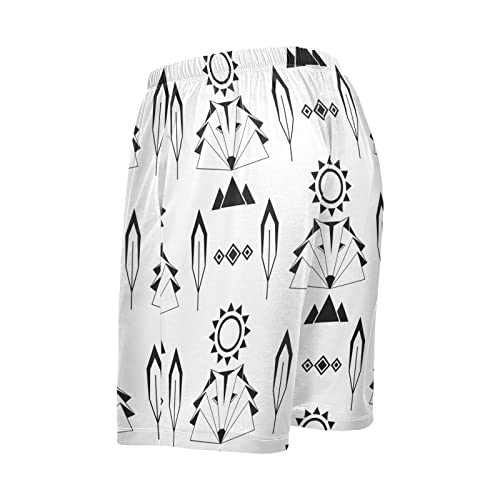 Native American Ethnic Pattern Wolf Feather Mountain Sun Men's Pajama Pants Shorts Sleepwear Lounge Pajama Bottoms4