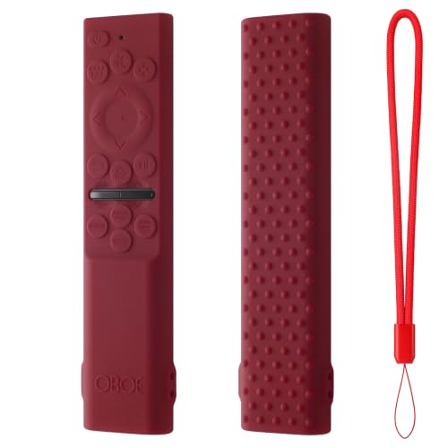 Image of Oboe Silicone Tv Remote Cover Compatible with Samsung Smart Tv Remote 2026 Model BN59-01498A Key Cover Case with Lanyard (B-Wine Red) REMOT E NOT Included