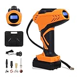 ARTETHYS Elektrische Luftpumpe, 150PSI Auto Drahtlose Luftkompressor mit digitalem LCD-Display, Mini Kompressor mit LED-Licht für Fahrrad, Motorrad, Auto, Bälle und Schwimmringe, Energie sparen