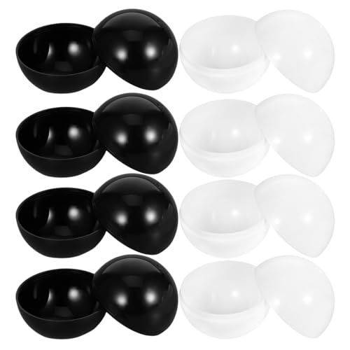ULTECHNOVO 8er Set Kunststoffkugeln zum Befüllen, 7cm Leere Kapseln für Kaugummi-Automaten & Tombola, Blickdichte Kunststoffkapseln (4X Schwarz, 4X Weiß), Ideal für DIY