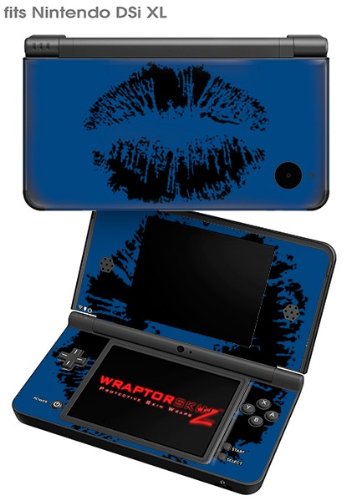 WraptorSkinz Decal Style Skin Compatible with Nintendo DSi XL - Big Kiss Black on Midnight Blue