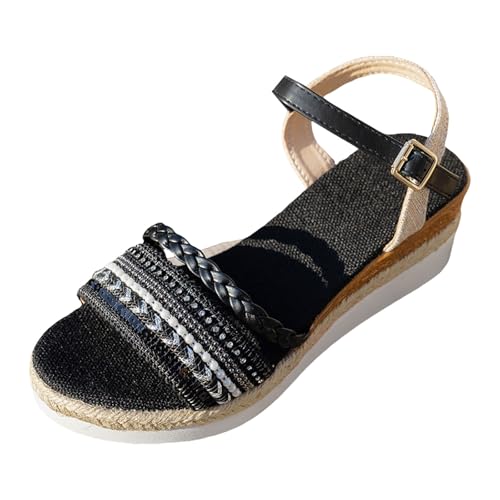 ZSpzx Women Wedge Sandals 2025,Boho Soft Cushion Non-Slip Walking Footwear Fashion Summer Beach Vacation Slippers Breathable Comfortable Slip-On Peep Toe Casual Shoe Indoor/Outdoor Daily Wear