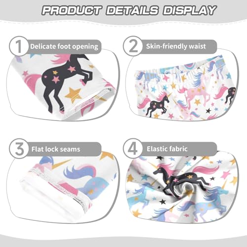 Girls Leggings Unicorn Colorful Star White Kids Length Leggings Pants Athletic Yoga Pants Toddler Tights Trousers 4T3