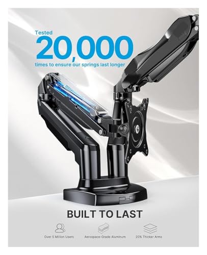Soporte doble monitor de 13 a 32 pulgadas brazo articulado VESA con pinza de escritorio y base pasacables 2