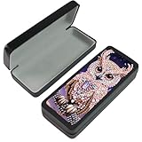 CXINLky DIY Diamond Art Painting Brillenetui Aufbewahrungsbox, 5D Diamond Art PU Leder Sonnenbrille Brillenetui mit Samtfutter-06-Eule