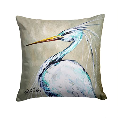 Caroline's Treasures MW1132PW1414 Blue Heron Smitty's Brother Fabric Decorative Pillow Machine Washable, Indoor Outdoor Decorative Pillow for Couch, Bed or Patio, 14Hx14W