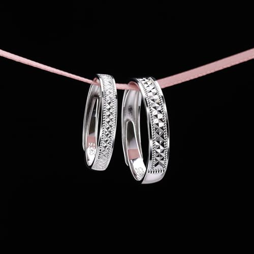 Bagues de couple gravées en argent 925 style vintage