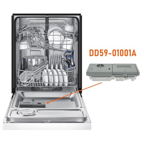 Image of DD59-01001A Detergent & Rinse Aid Dispenser Assembly for Samsung DW80F600UTB /UTS /UTW, DW80F800UWS, DW80J3020UB /US /UW, DW7933LRASR, etc.