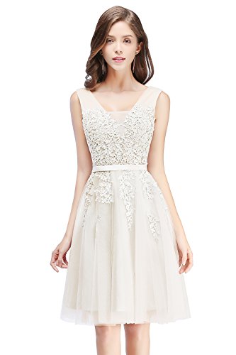 Fit and Flare Homecoming Dress for Semi Formal Short Flowy Princess Square Neck Tiered Tulle Short Prom Dress Ivory Size 4 : Clothing, Shoes & Jewelry
