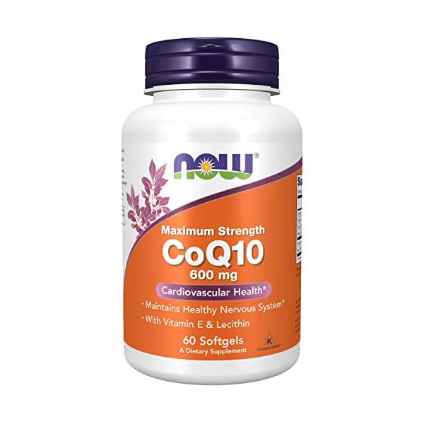 NOW Supplements, CoQ10 600 mg, Maximum Strength with Vitamin E & Lecithin, 60 Softgels