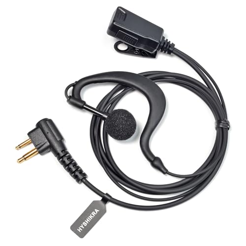 HYSHIKRA Walkie Talkie Pinganillo Compatible con Motorola CP040 DP1400 CP150 GP2000 CT150 Radio, Auricular con Micrófono y PTT para Guardia de Seguridad (Negro G, 1 Pieza)