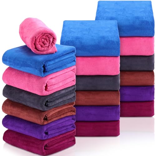 Newwiee 18 Pack 28 x 55 Inch Microfiber Bath Towel Oversized, Soft Absorbent and Fast Drying, No Fading Multipurpose Use for Sports, Travel, Fitness, Yoga