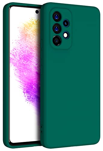 Image of Kapa Matte Lens Protective Back Cover for Samsung Galaxy A73 (5G), Slim Silicone with Soft Lining Shockproof Flexible Full Body Bumper Case (Green)