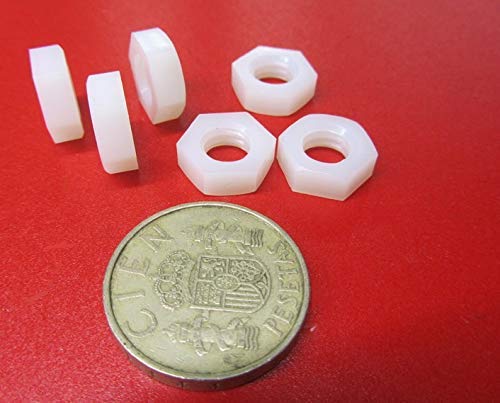 Natural Nylon 6/6 Hex Nuts RH 5/16"-18 Thread x 33/64 W x 3/16 H 50 Pcs