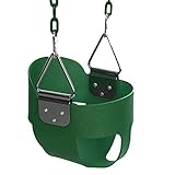 Funmily High Back Full Bucket Toddler Swing Seat with 60 inch Plastic Coated Swing Chains & 2 Snap Hooks Fully Assembled - Swing Set (Green)