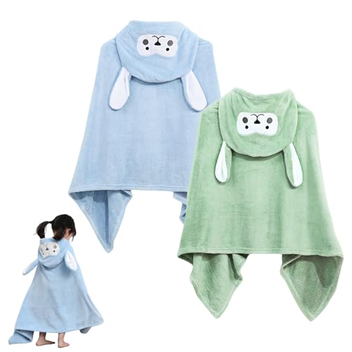 BORDEAG 2 toallas con capucha para bebé, 70 x 140 cm, toallas de bebé con capucha, toallas de baño para bebé, toallas de baño con capucha, toallas de baño para bebés (azul, verde)