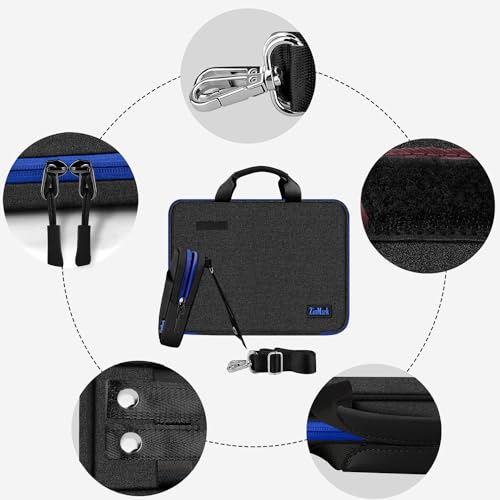 Image of Laptop Case 15.6 Inch Briefcase Military-Grade Protection with Detachable Belt Bag, Compatible All Model of 15-16 Inch MacBook Pro and Most Popular 15.6 Inch Notebooks Chromebooks (Black Blue)