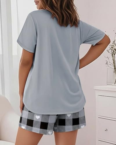Image of CHICME Pajamas Set for Women 2 Piece Pjs Lounge Set Soft Short Sleeve Tops and Sleep Shorts with Pocket