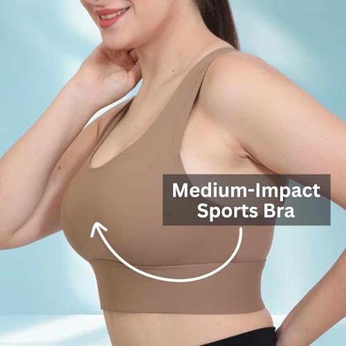 Image of GLAMORAS Women Polyester Spandex Medium Impact Front Zip Sports Bra Longline Fitness Criss Cross Back Crop Tops Tank Gym Yoga Workout, Size: M-2XL