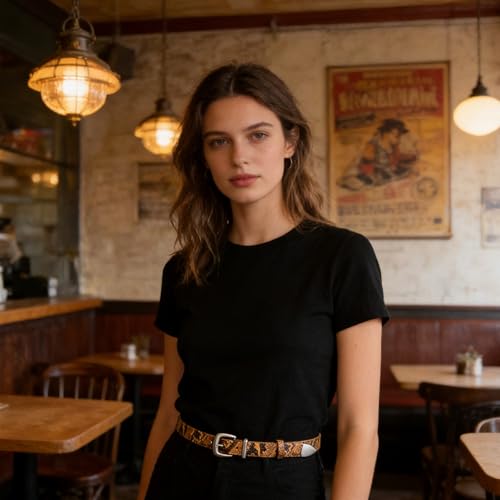 Ceinture de robe fine en cuir texturé de 110cm multicolore