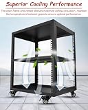 Regał serwerowy Mobilna Szafa Sieciowa Typu Open Frame z Wentylowanymi Półkami, Metalowa Szafa Serwerowa 12U, 16U, 20U, Regulowana Szafa Komputerowa IT(16U,2 tier)