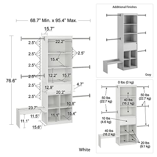 Little Seeds Grow With Me Grey Adjustable Kids’ Closet Organizer System #TOP4