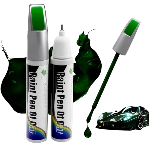 Penriter 2 Piezas Reparador Arañazos Coche Verde Oscuro 24ML, 2 In 1 Bolígrafo de Reparación Arañazos Coche, Quita Arañazos Coche, Pluma de Retoque del Coche Rotulador De Reparación De Arañazos