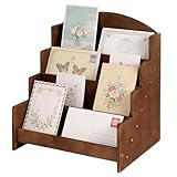 Calolin 4-stufiger Kartenständer aus Holz, 33,5 x 30,5 x 26 cm Postkartenständer aus Sperrholz, Kartenorganizer-Regal Verkaufsdisplay für Grußkarten, Fotos und kleine Gegenstände