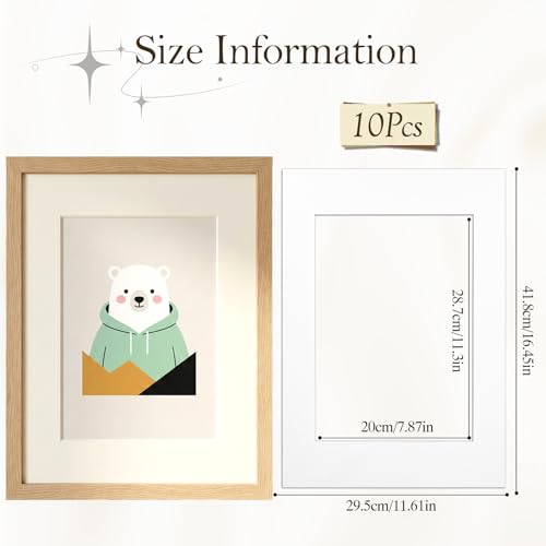 10 Stücke Passepartout Weiß Passepartout 1,5 mm Außengröße 30x40 cm Innengröße 20x28.7 cm für Bilder,Kunstdrucken,Fotos