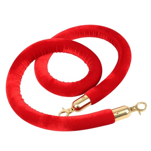 Corde de contrôle de la foule en velours rouge 1,5m avec crochets dorés pour poteau de guidage