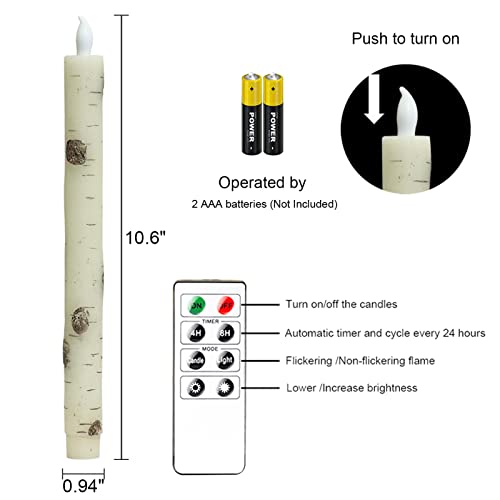 Dromance Barks Flameless Taper Candles Flickering With Remote And Timer, Battery Operated Set Of 6 Real Wax Wedding Christmas Led Taper Candlestick(0.94 X 10.6 Inches) #TOP1