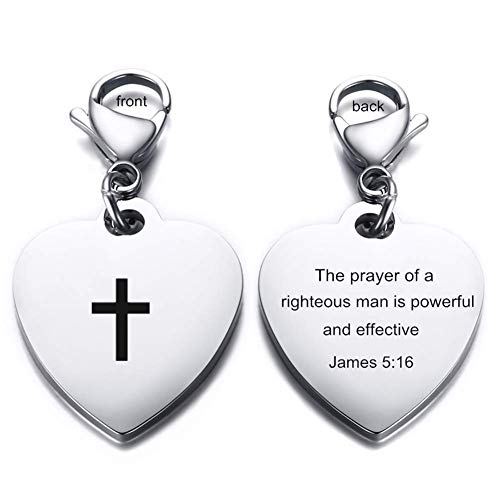 LiFashion Personalized Bible Verse Heart Keychain for Men Women,Stainless Steel Name Custom Bible Quote Scripture Cross Heart Tag Chain Necklaces Keyring Inspirational Jewelry for Baptism Gift