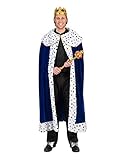 konig der lowen kostüm 🤴🔵 Farbe: Blau TrendClub100® Royal König Cape Umhang Kostüm für Erwachsene (E, blau)