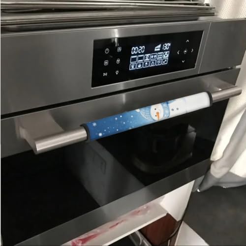 Image of Christmas Kitchen Decor Refrigerator Door Handle Covers Set of 6 Washable Kitchen Appliance Decor Handles Keep Clean Anti-Slip Fridge Accessories for Christmas, Blue Snowman Snowflake