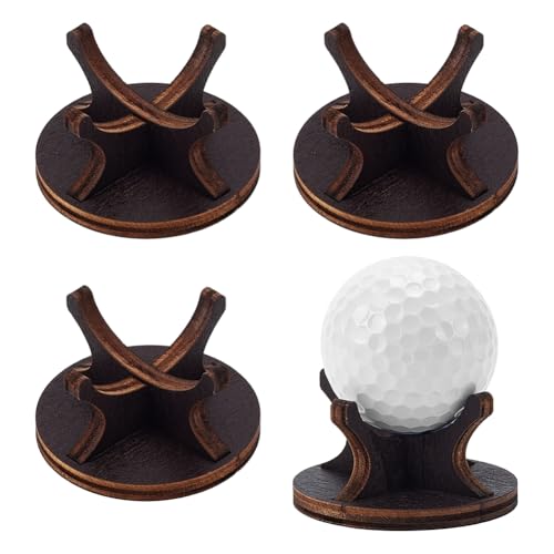 nbeads - Suporte de exibição de golfe de madeira, 5,5 x 2,95 cm expositor de bolas de coco castanho conjunto de exposições versáteis para bolas de golfe e bolas de beisebol objetos