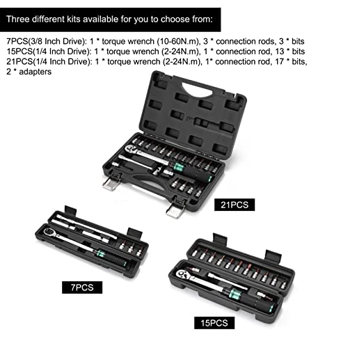 mingzhe 2-24N.m 1/4 de polegada Drive 21 PCS Predefinido Torquímetro Bits Set Quick Release mingzhe