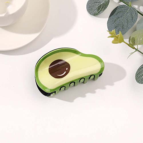 Fruit Shape Hair Claw Clips Watermelon Shark Clip Fruit And Vegetable Hair Catch Strawberry Hair Jaw Barrettes Clips For Women And Girls(Avocado) #TOP30