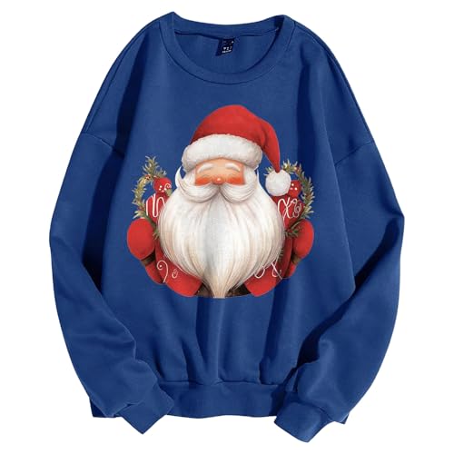 Mens Christmas Sweatshirts Crewneck Long Sleeve Graphic Shirts Casual Pullover Tops Funny Santa Print Sweatshirt3