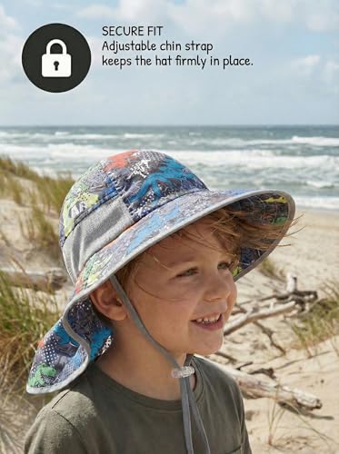 Image of icolor Kids Sun Hat UPF50+ Sun Protection Bucket Hat Toddler Summer Beach Play Hats with Neck Flap for Girl Boy Ages 3~10