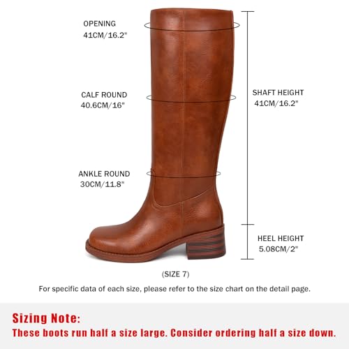 Platform Women's Knee High Square Toe Chunky Block Heel Long Wide Calf Riding Pull On Campus Boots2