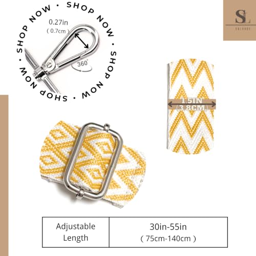 Image of S&loyoe Silver bucklePurse Straps Replacement Crossbody Bag Strap Adjustable Wide Guitar Straps for Handbags 1.5inch (Ripple yellow silver)