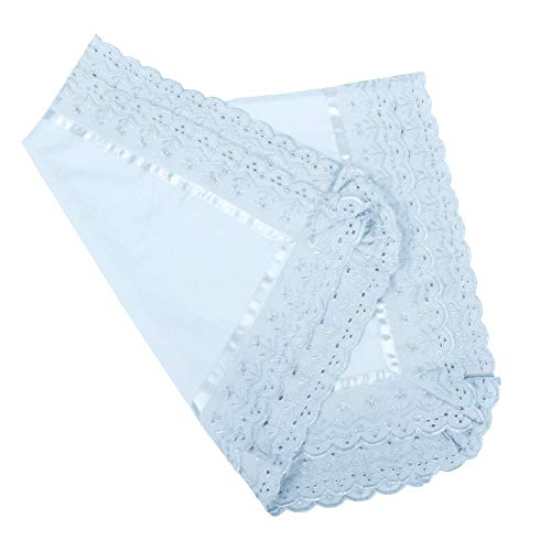 Image of VHC 100% Cotton Lace Pillow Cover /Case Set (Pack of 2)-Sky Blue