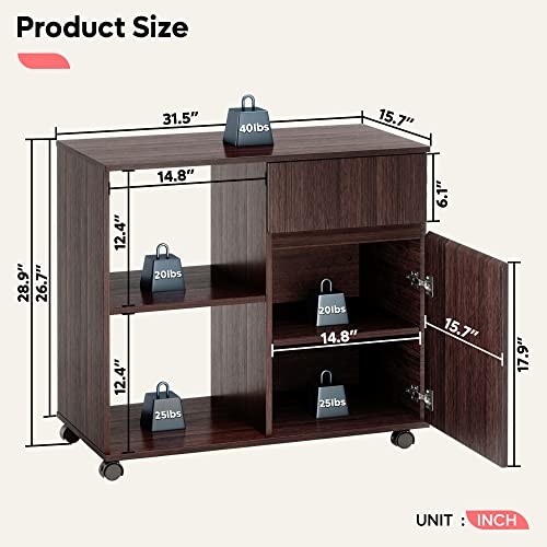 Bestier Wood File Mobile Lateral Filing Printer Stand