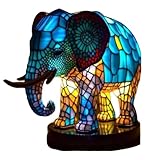 Vintage Stained Resin Animal Table Lamp,3D Lamp, Cute Lamps, Animals Bedside Lamp with USB Ports Suitable for Living Room, Bedroom, Home Office (Elephants)