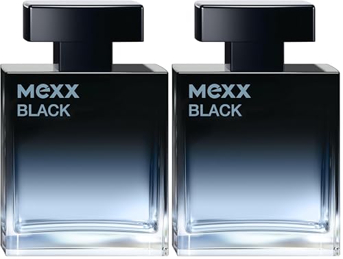 MEXX BLACK Man Eau de Parfume, verführerisch-intensiver Duft mit aquatisch-holzigen Noten für sinnliche Männer, 50ml (Packung mit 2)