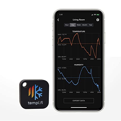 tempi.fi Mini Wireless Temperature and Humidity Sensor - Developed in The USA - 24/7 Data Logger with Alarm – Bluetooth…