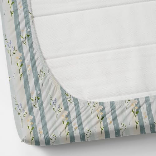 Image of NHD HOME Premium Microfiber Elastic Fitted Bedsheets with 1 King Size Pillow Covers | Single Mattress Bed with All Around Elastic 200 TC Supersoft | Size - 72 x 36 +6 inches | Sage Stripe