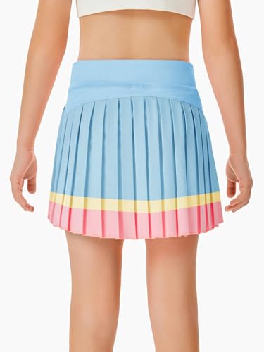 Image of Haloumoning Girls Pleated Skirts with Shorts Athletic Tennis Skorts Sport Performance Skirt with Pockets 4-14 Years