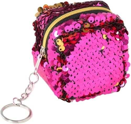 Sequin Square Mini Wallet for Women – Compact Coin Purse, Travel & Daily Use (Rose)