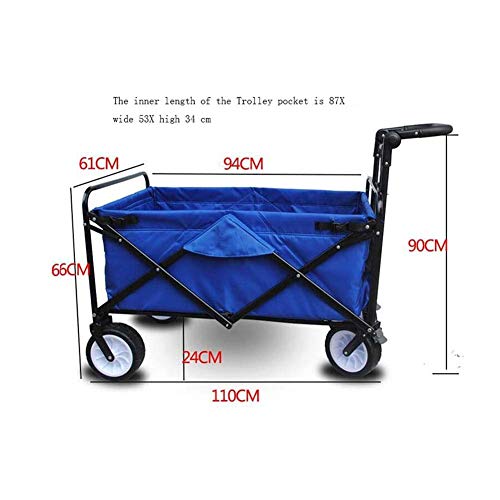 Carretilla plegable multiusos con gran capacidad y 4 ruedas para camping, jardinería y compras al aire libre miniatura 2